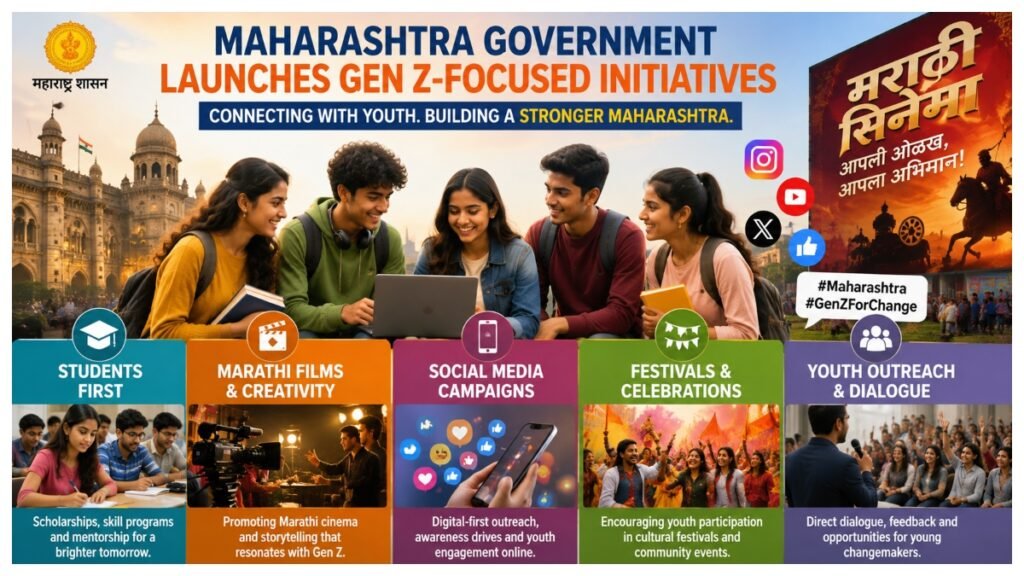 Maharashtra government launches Gen Z-focused initiatives involving students, Marathi films, social media campaigns, festivals and youth outreach.