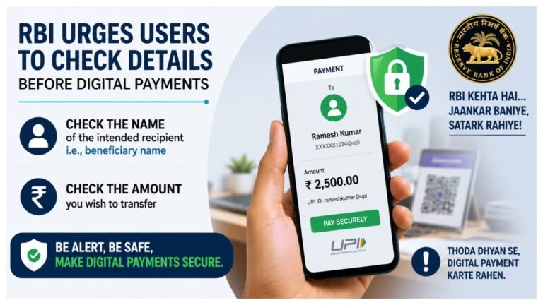 RBI urges users to check details before digital payments.