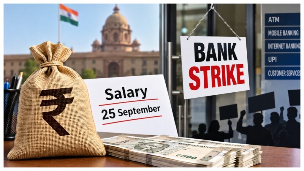 Central government employees to receive September salary in advance on September 25 ahead of proposed three-day bank strike.