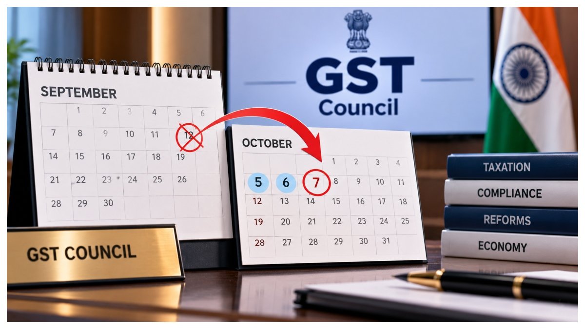 GST Council meeting postponed from September 12 to October 7, with preparatory meetings scheduled for October 5 and 6.