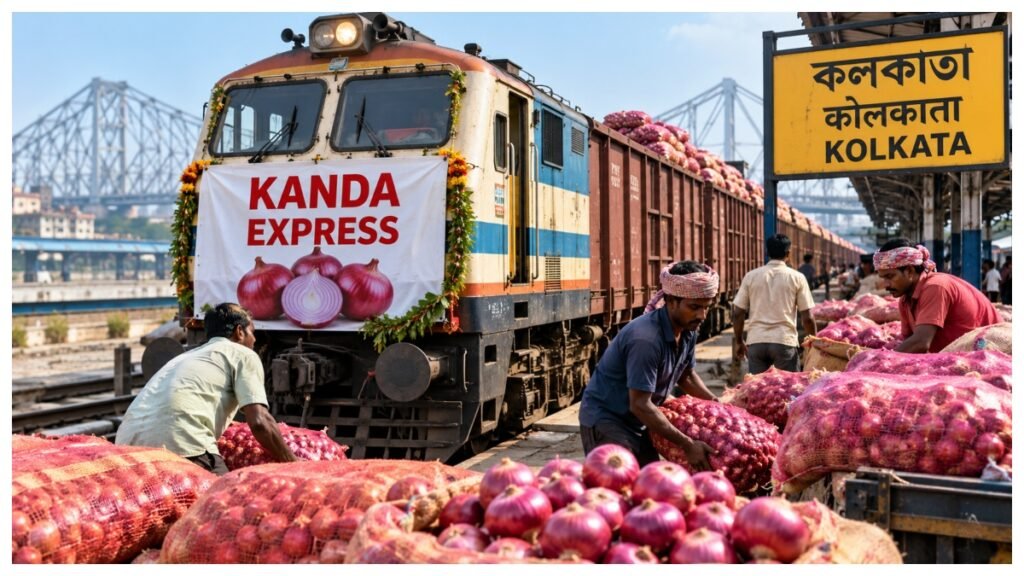 Kanda Express carrying government buffer stock onions to Kolkata ahead of the festive season.