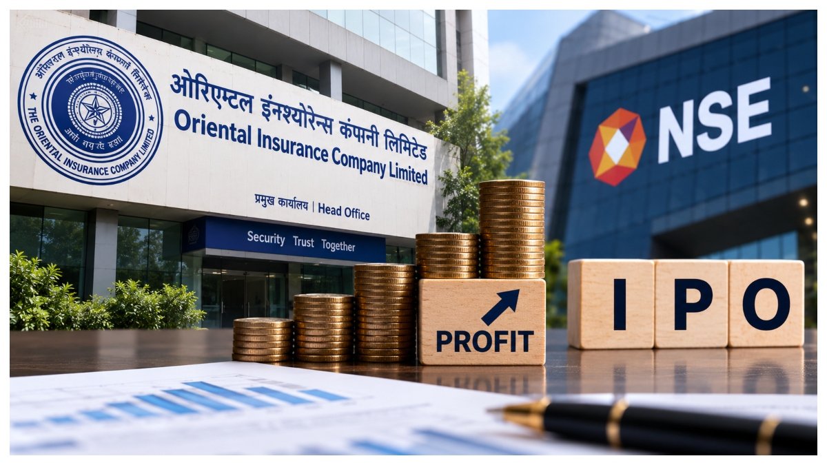 Oriental Insurance Company office representing the insurer’s FY27 profit target and planned stake dilution through the NSE IPO.