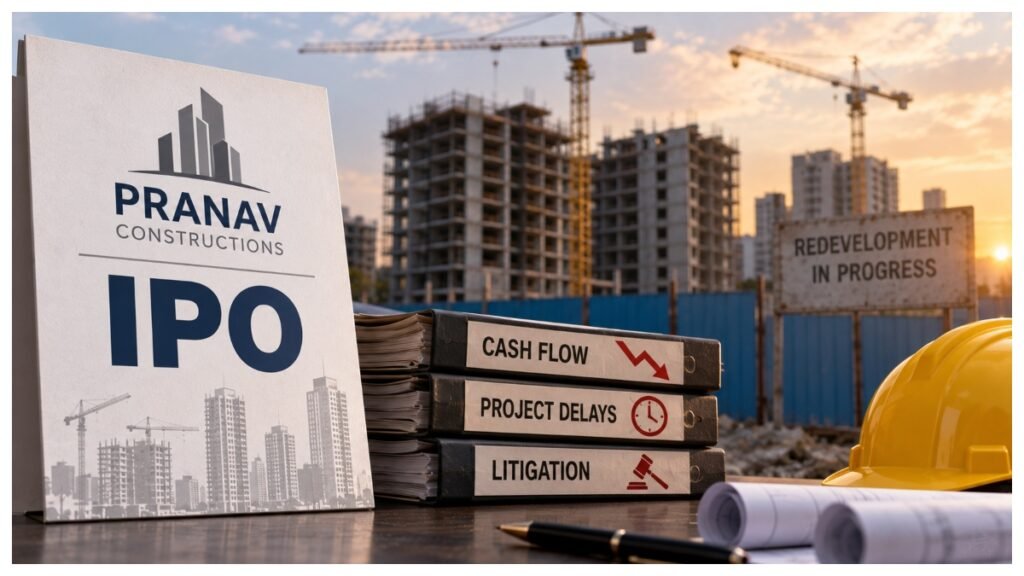 Pranav Constructions has flagged negative cash flows, delayed redevelopment projects and promoter litigation as key risks ahead of its September 7 IPO.
