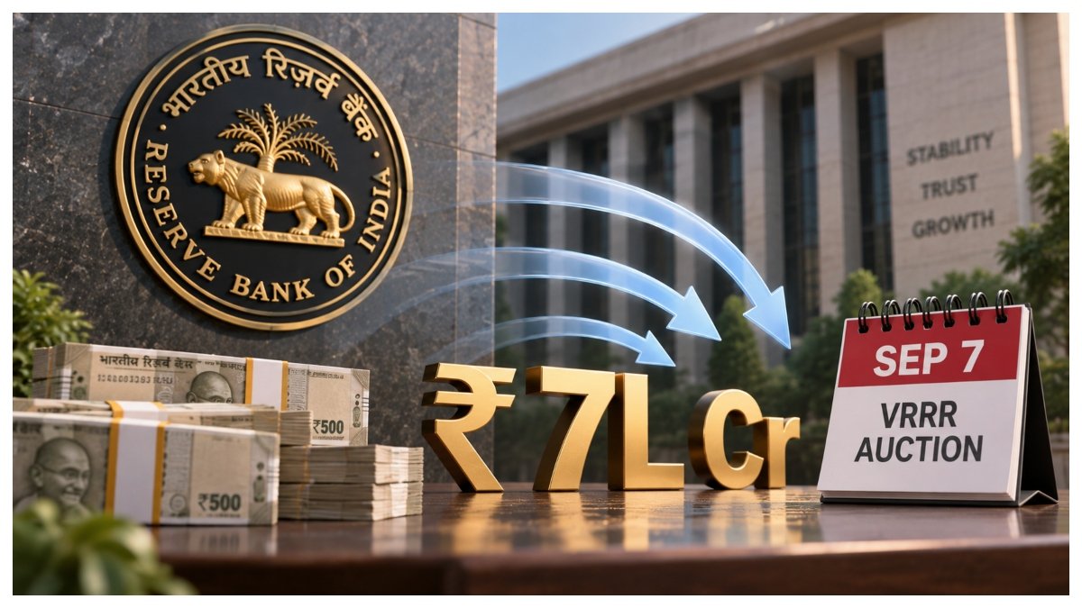 RBI announces Rs 7 lakh crore 30-day VRRR auction for September 7 to absorb surplus banking system liquidity.