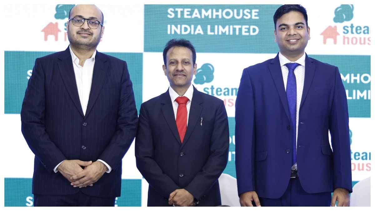 Steamhouse India management at a press conference announcing the company’s forthcoming initial public offering.