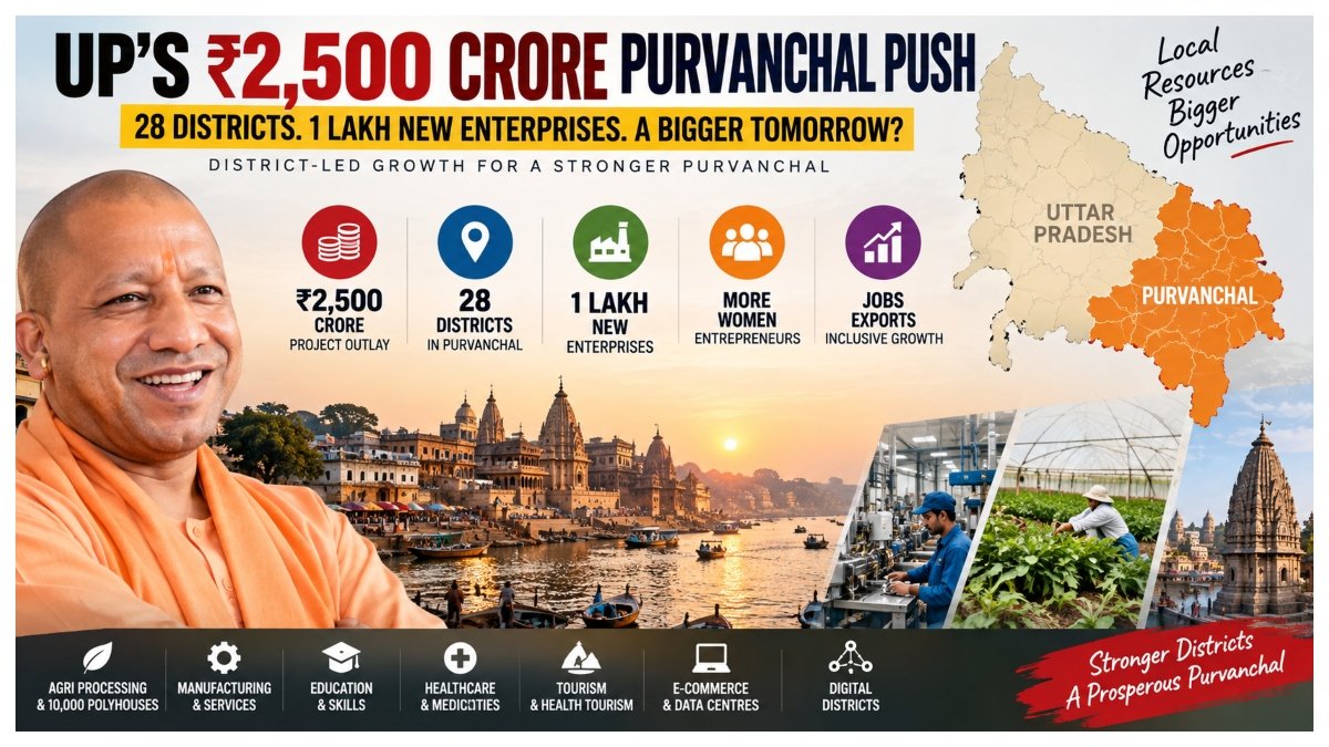 Uttar Pradesh government plans ₹2,500-crore UP-EDGE project for economic growth, employment, entrepreneurship and exports across 28 Purvanchal districts.