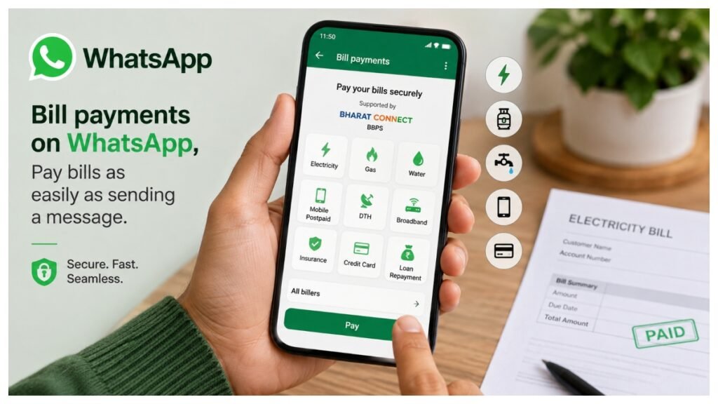 WhatsApp launches in-app bill payments for household and utility services in India.