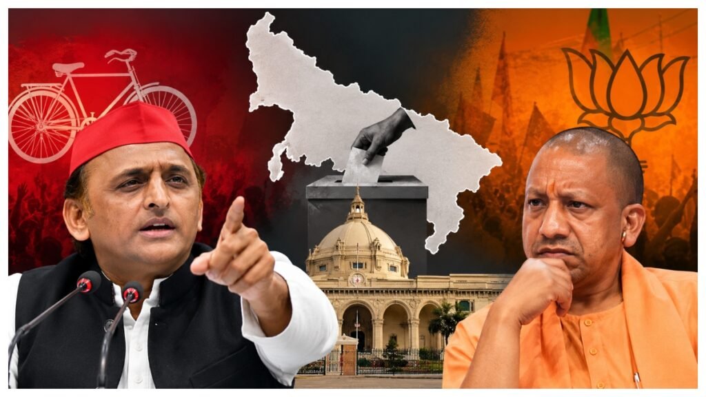 Akhilesh Yadav and Yogi Adityanath amid UP MLC election results.