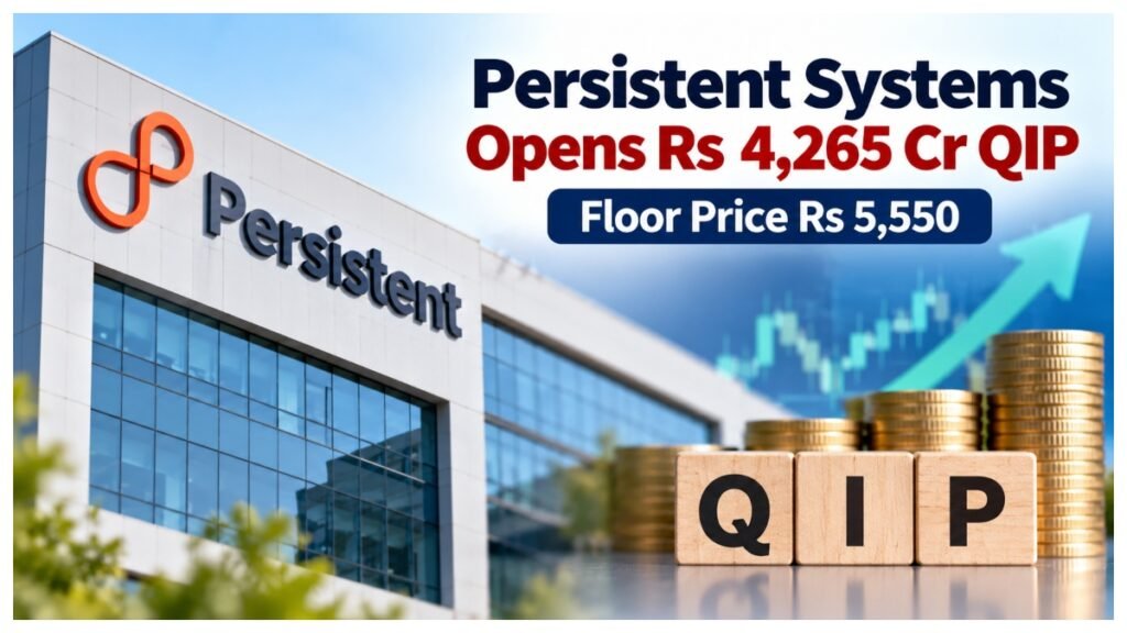 Persistent Systems announces Rs 4,265 crore QIP with floor price of Rs 5,550 per share and potential 5 per cent discount.