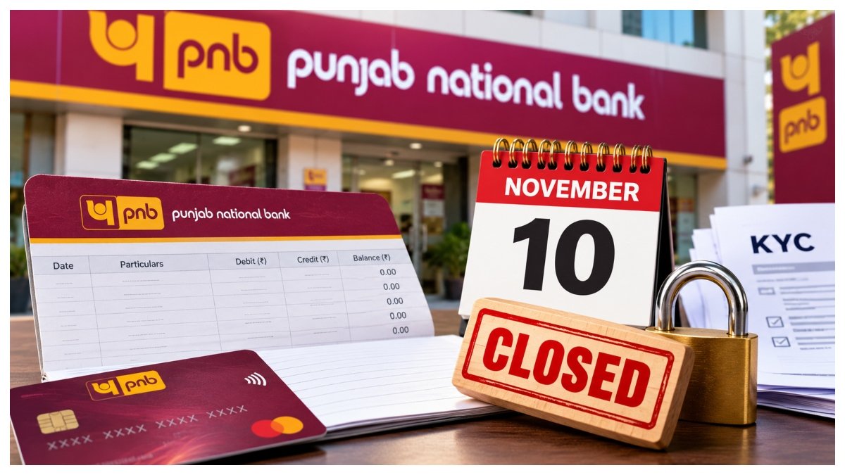Punjab National Bank logo highlighting inactive account closure alert.